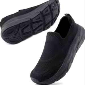 Black Wide Toe Slip-On Sneakers